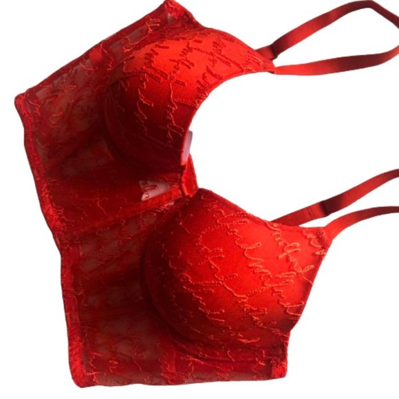 NWT Wolford Logo Obsessed Bustier Crop Top in Red Glow Size 34D - Picture 11 of 17